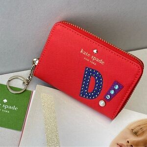 (new+tag) Kate Spade ♠️ (rare) retail store card case /key chain wallet (red)